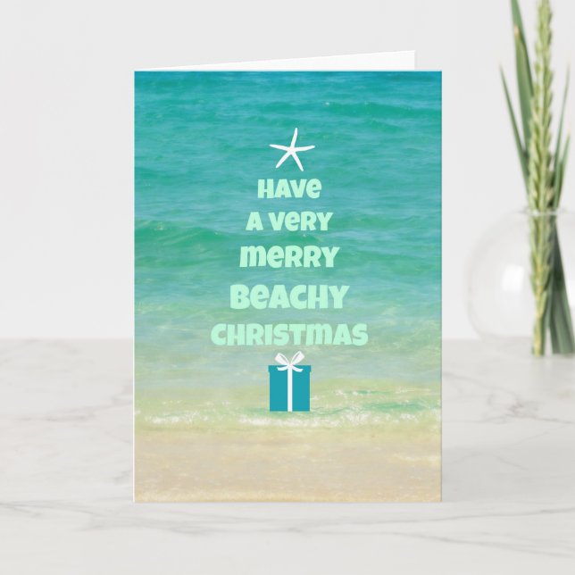Beach Christmas Word Tree Card (Front)