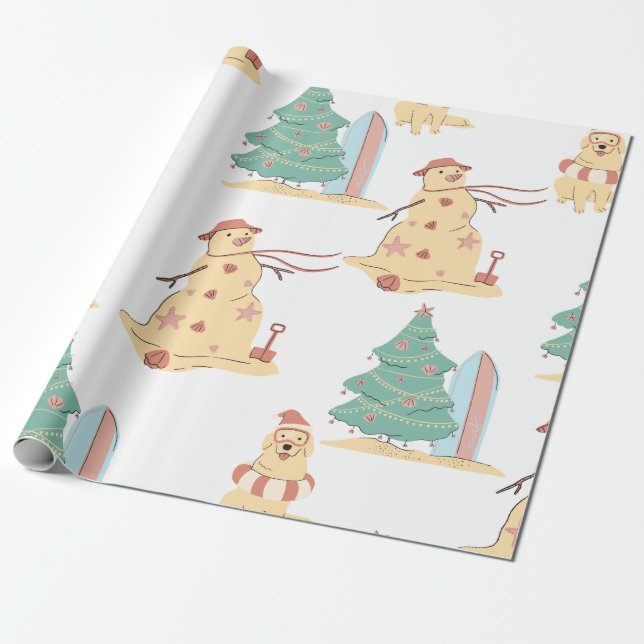 Beach Christmas  Wrapping Paper (Unrolled)