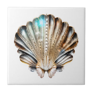 Beach clam shell iridescent shimmer elegant chic tile