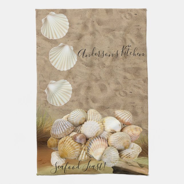 Beach Clams Beach Stones  Kitchen Hand Towel (Vertical)
