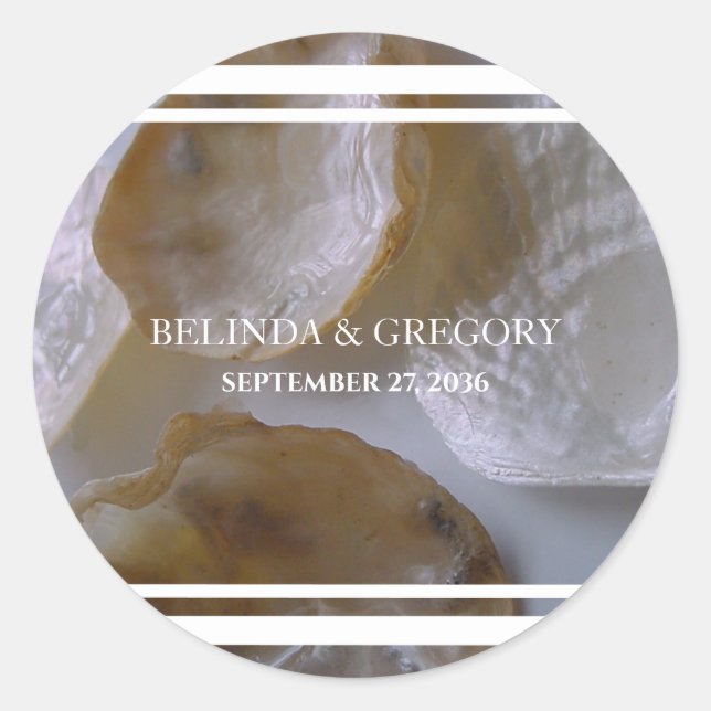 Beach Clams Wedding Classic Round Sticker (Front)