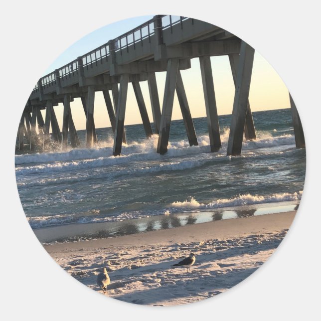 Beach  classic round sticker (Front)