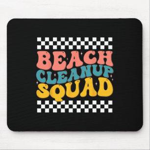 Beach Cleanup Squad Groovy Retro Design For Earth Mouse Pad
