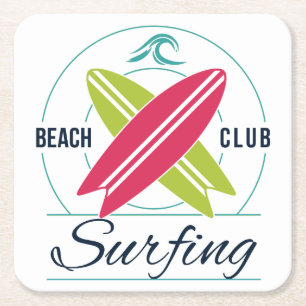 Beach Club Surfing paper coasters