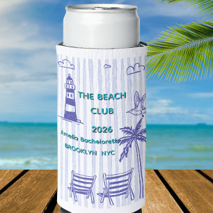 Beach club  theme bachelorette party  seltzer can cooler