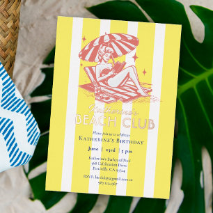 Beach Club Yellow Stripes Birthday Party Gold