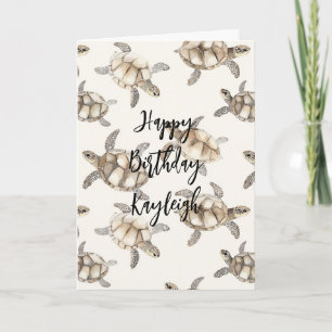 Beach Coast Ocean Sea Turtles Birthday Card