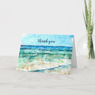Beach Coastal Abstract Painting Thank You Card