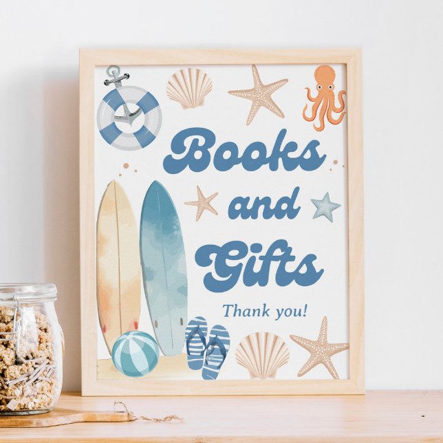 Beach Coastal Baby Shower Books and Gifts  Poster (Creator Uploaded)
