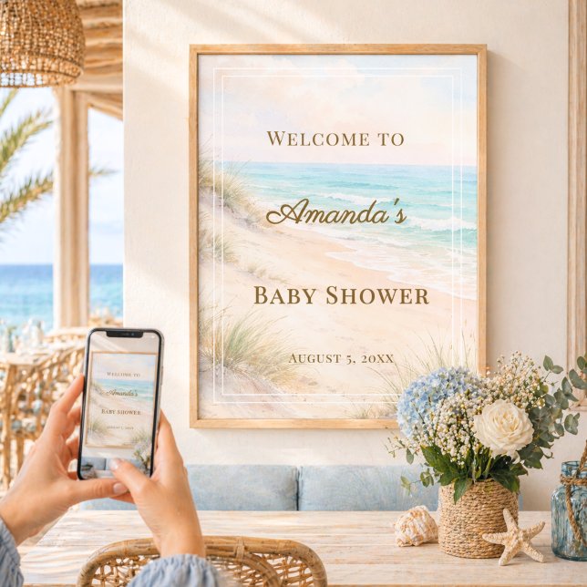 Beach coastal Baby Shower Welcome Poster (Creator Uploaded)
