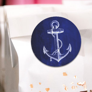 beach coastal chic nautical navy blue anchor heart sticker