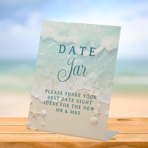 Beach Coastal Date Night Jar Bridal Shower Game Pedestal Sign