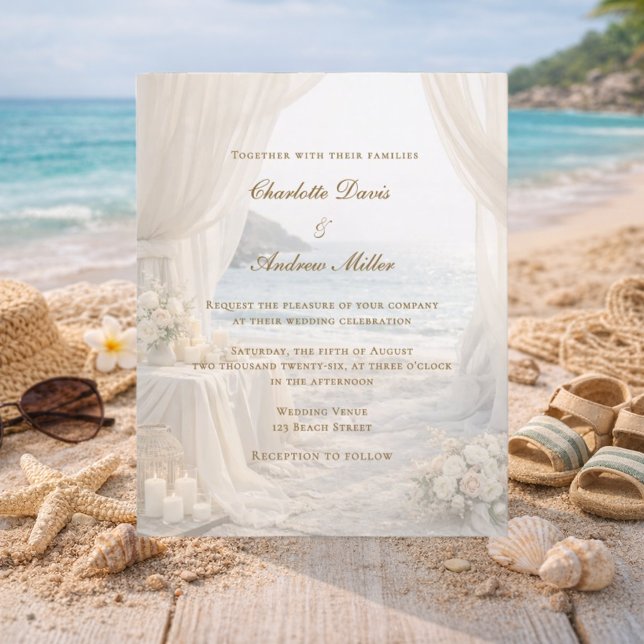 Beach coastal elegant romantic wedding invitation (Creator Uploaded)