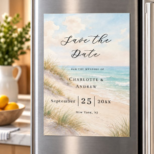Beach coastal magnetic wedding Save the Date Card