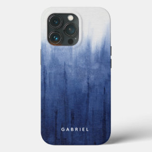 Beach Coastal Modern Blue n White Shibori Tie Dye  iPhone 13 Pro Case
