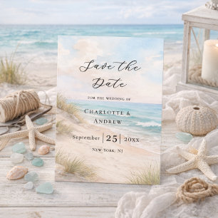Beach coastal modern wedding save the date