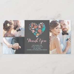 Beach Coastal Nautical Heart Wedding Thank You