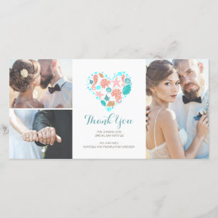 Beach Coastal Nautical Heart Wedding Thank You