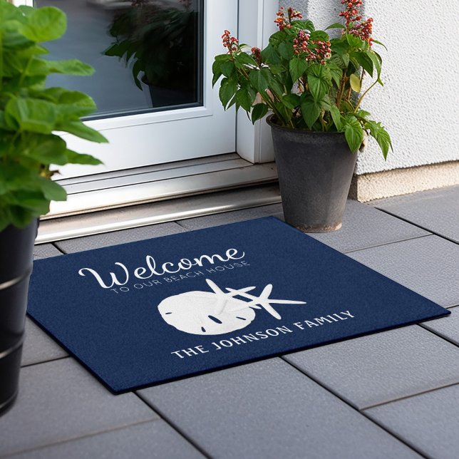 Beach Coastal Navy Blue  Doormat (Creator Uploaded)