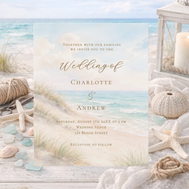 Beach coastal ocean wedding invitation (Creator Uploaded)