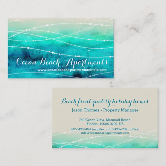 Beach coastal property letting business cards (Front/Back)