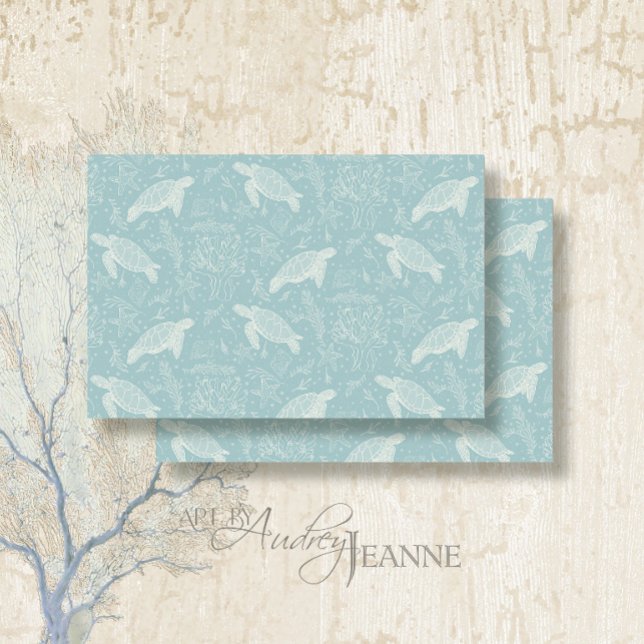 Beach Coastal Sea Turtle Starfish Aqua Decoupage Tissue Paper (Creator Uploaded)