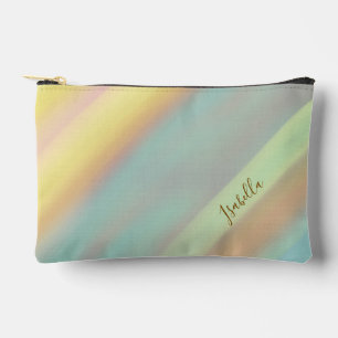 Beach Coastal Seashell Pattern Custom Name Accessory Pouch