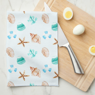 Beach Coastal Seashells Tropical Ocean Tea Towel