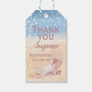Beach Coastal Shell Retirement Party Favour  Gift Tags