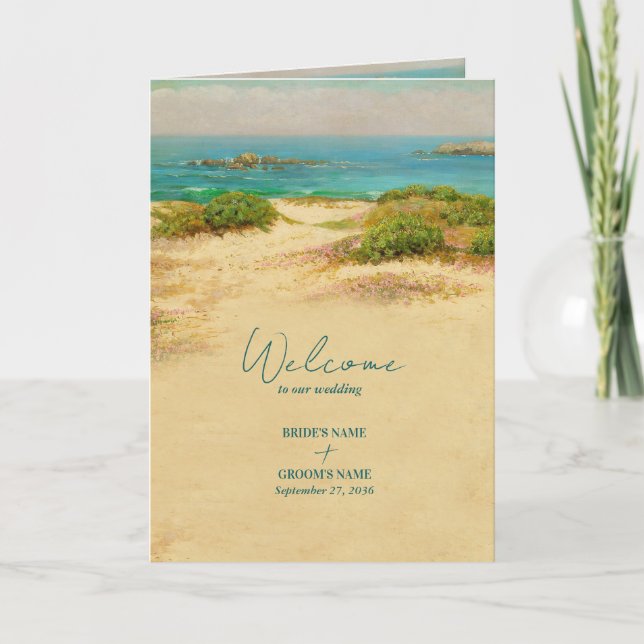 Beach Coastal Wedding Destination Order of Service Programme (Front)