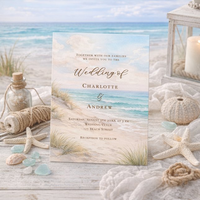 Beach coastal wedding invitation (Creator Uploaded)