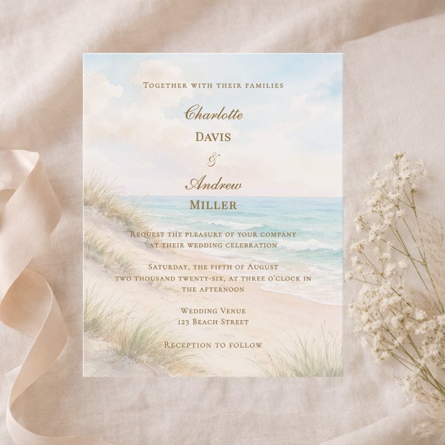 Beach coastal wedding invitation (Creator Uploaded)