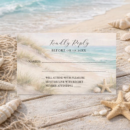 Beach coastal wedding response RSVP Card