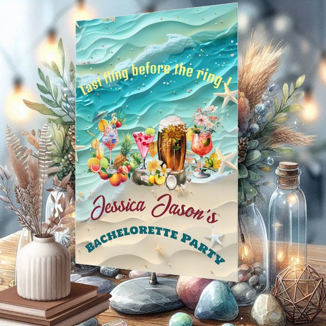 Beach Cocktails Tropical Fruits Bachelorette Party Acrylic Sign (Beach Cocktails Tropical Fruits Bachelorette Party Acrylic Sign)