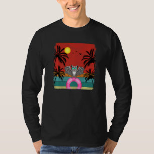 Beach Coconut Tree Retro Graphic Bat Summer T-Shirt