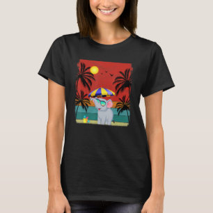 Beach Coconut Tree Retro Graphic Elephant  Summer T-Shirt