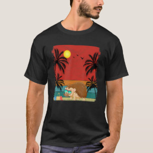 Beach Coconut Tree Retro Graphic Porcupine Summer T-Shirt