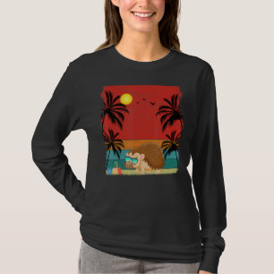 Beach Coconut Tree Retro Graphic Porcupine Summer T-Shirt