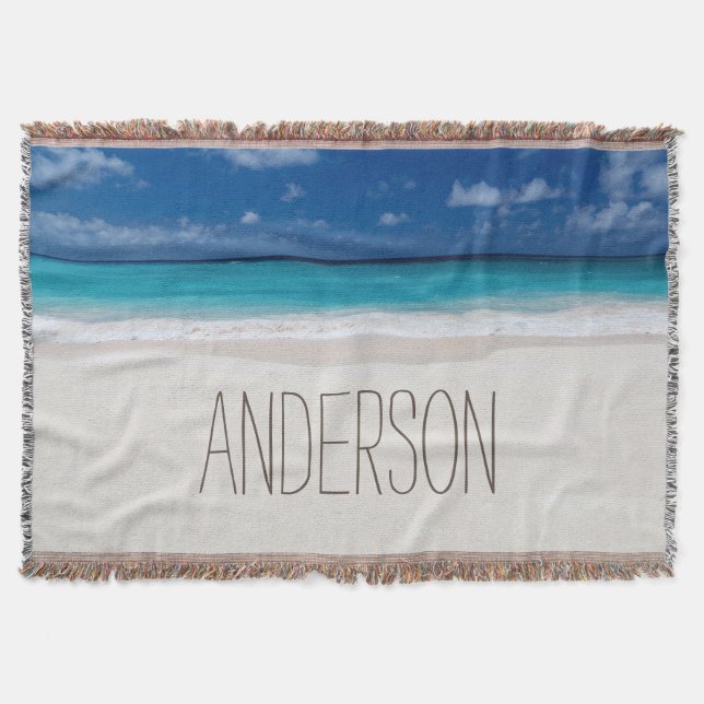 Beach Collection Custom Name Throw Blanket (Front)