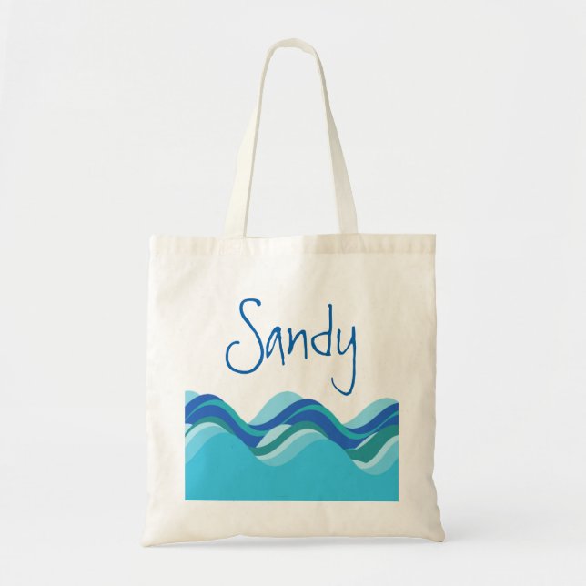 BEach Collection: Custom Name Wave Tote Bag (Front)