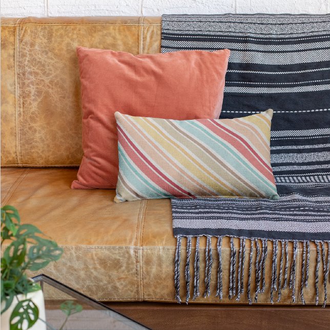 Beach Colour Scheme Striped Throw Pillow (Creator Uploaded)