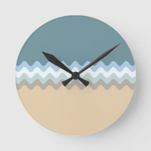 Beach Colours Light Brown/Sand/Beige/Turquoise/Blu Round Clock