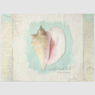 Beach Conch Sea Shell Blue Watercolor Decoupage Tissue Paper