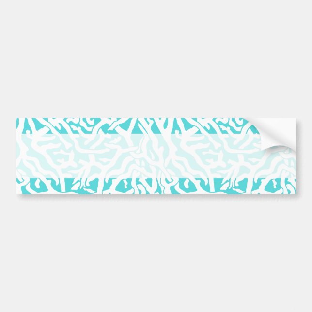 Beach Coral Reef Pattern Nautical White Blue Bumper Sticker (Front)