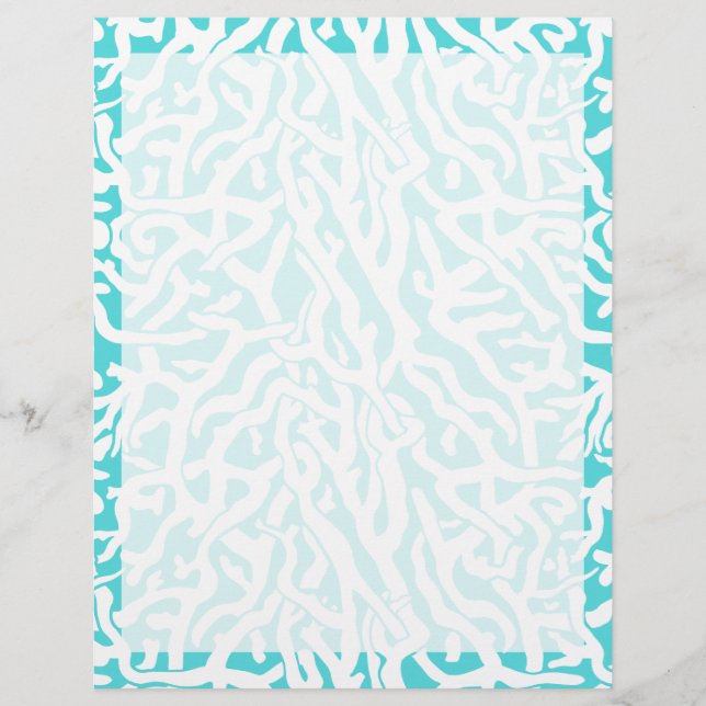 Beach Coral Reef Pattern Nautical White Blue Paper (Front)