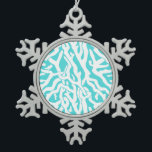 Beach Coral Reef Pattern Nautical White Blue Snowflake Pewter Christmas Ornament<br><div class="desc">This pretty ocean / beach-inspired repeating nautical pattern looks like an intricately-woven coral reef in white on a beachy - blue background. The original, elegant coral reef design is made in a stencil look. The colour of blue is reminiscent of bright, clear tropical seas. This simple, modern design is perfect...</div>