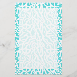 Beach Coral Reef Pattern Nautical White Blue Stationery