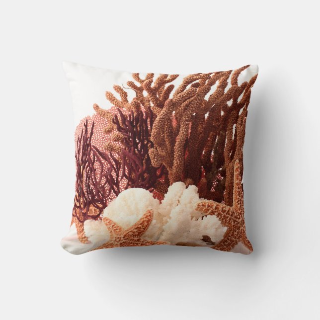 Beach Coral Star Fish Sand Ocea Throw Couch Pillow (Front)