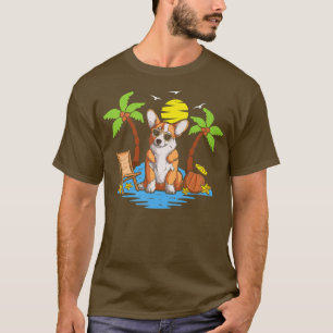 Beach Corgi Summer Surfing Dog Lovers Travel Vacat T-Shirt