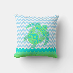 Beach Cottage Ocean Turtle Accent Pillow
